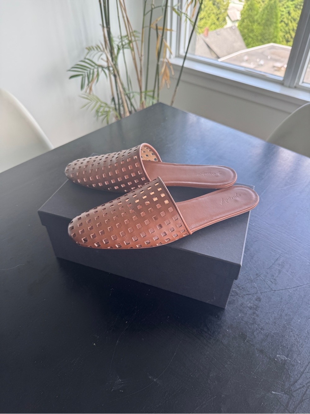 Marsell Brown Perforated Leather Slip-On Mules